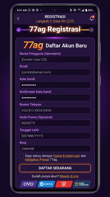 Panduan Membuat Akun Baru 77ag di Android