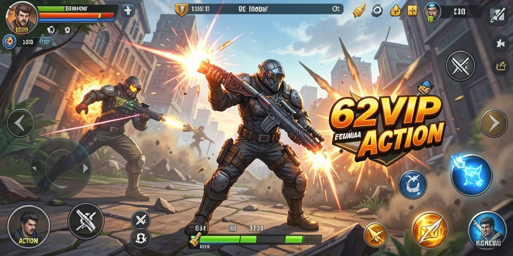 Antarmuka permainan 62VIP dengan elemen Action yang intens