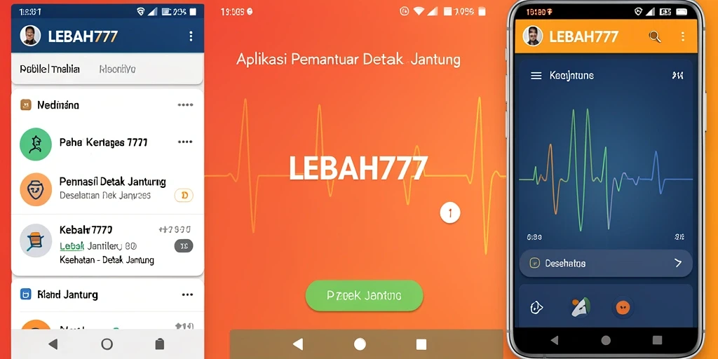 Antarmuka utama LEBAH777 dengan fitur pemantauan detak jantung.
