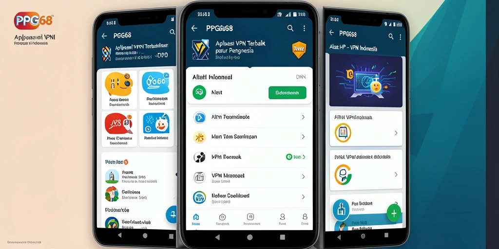 Antarmuka aplikasi PGG68 dengan fitur VPN yang lengkap.